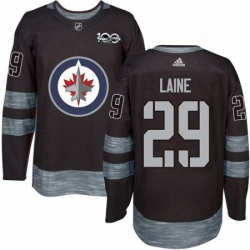 Mens Adidas Winnipeg Jets 29 Patrik Laine Authentic Black 1917 2017 100th Anniversary NHL Jersey 