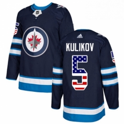 Mens Adidas Winnipeg Jets 5 Dmitry Kulikov Authentic Navy Blue USA Flag Fashion NHL Jersey 