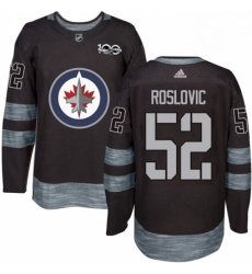 Mens Adidas Winnipeg Jets 52 Jack Roslovic Authentic Black 1917 2017 100th Anniversary NHL Jersey 