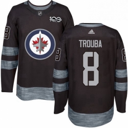 Mens Adidas Winnipeg Jets 8 Jacob Trouba Premier Black 1917 2017 100th Anniversary NHL Jersey 