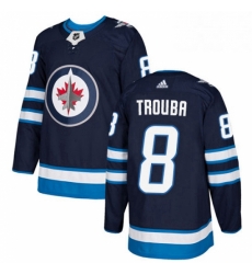 Mens Adidas Winnipeg Jets 8 Jacob Trouba Premier Navy Blue Home NHL Jersey 