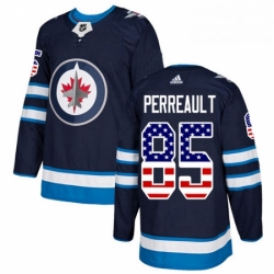 Mens Adidas Winnipeg Jets 85 Mathieu Perreault Authentic Navy Blue USA Flag Fashion NHL Jersey 