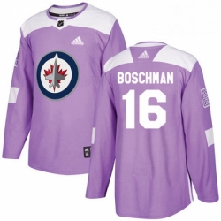 Youth Adidas Winnipeg Jets 16 Laurie Boschman Authentic Purple Fights Cancer Practice NHL Jersey 