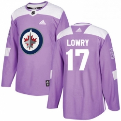 Youth Adidas Winnipeg Jets 17 Adam Lowry Authentic Purple Fights Cancer Practice NHL Jersey 