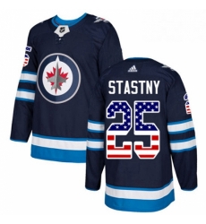 Youth Adidas Winnipeg Jets 25 Paul Stastny Authentic Navy Blue USA Flag Fashion NHL Jerse