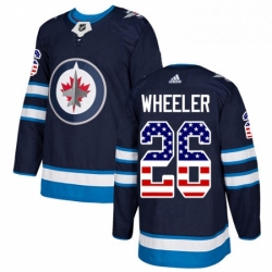 Youth Adidas Winnipeg Jets 26 Blake Wheeler Authentic Navy Blue USA Flag Fashion NHL Jersey 