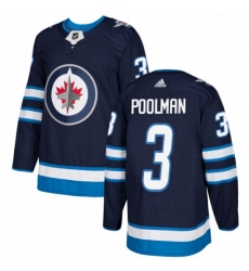 Youth Adidas Winnipeg Jets 3 Tucker Poolman Authentic Navy Blue Home NHL Jersey 