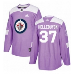 Youth Adidas Winnipeg Jets 37 Connor Hellebuyck Authentic Purple Fights Cancer Practice NHL Jersey 