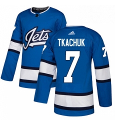 Youth Adidas Winnipeg Jets 7 Keith Tkachuk Authentic Blue Alternate NHL Jersey 