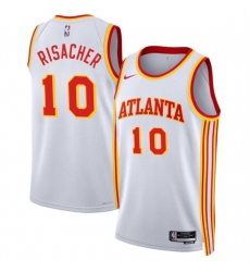 Men Atlanta Hawks 10 Zaccharie Risacher White 2024 Draft Association Edition Stitched Jersey