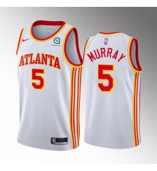 Men Atlanta Hawks 5 Dejounte Murray White Stitched Jersey