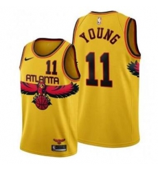 Men Nike Atlanta Hawks #11 Trae Young Yellow 2021 Gold City Edition Stitched NBA Jersey