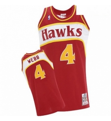 Mens Adidas Atlanta Hawks 4 Spud Webb Authentic Red Throwback NBA Jersey