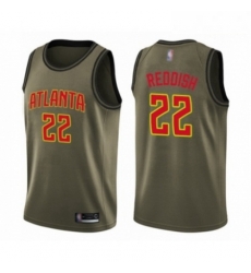 Mens Atlanta Hawks 22 Cam Reddish Swingman Green Salute to Service Basketball Jersey 