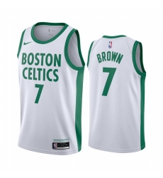 Men Nike Boston Celtics 7 Jaylen Brown White NBA Swingman 2020 21 City Edition Jersey