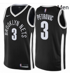 Mens Nike Brooklyn Nets 3 Drazen Petrovic Authentic Black NBA Jersey City Edition