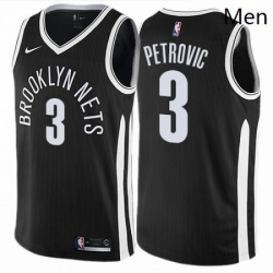 Mens Nike Brooklyn Nets 3 Drazen Petrovic Swingman Black NBA Jersey City Edition