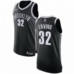 Mens Nike Brooklyn Nets 32 Julius Erving Authentic Black Road NBA Jersey Icon Edition