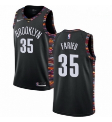 Mens Nike Brooklyn Nets 35 Kenneth Faried Swingman Black NBA Jersey 2018 19 City Edition 