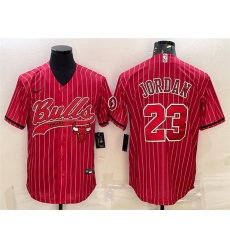 Men Chicago Bulls 23 Michael Jordan Red Cool Base Stitched Baseball Jersey