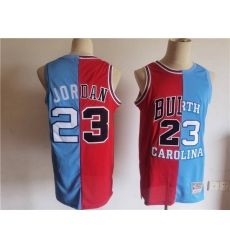 Men Chicago Bulls North Carolina 23 Michael Jordan White Blue Split Throwback Stitched Jersey