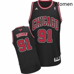 Womens Adidas Chicago Bulls 91 Dennis Rodman Swingman Black Alternate NBA Jersey