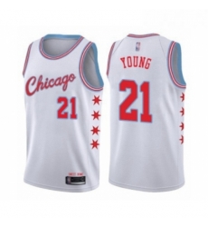 Womens Chicago Bulls 21 Thaddeus Young Swingman White Basketball Jersey City Edition 