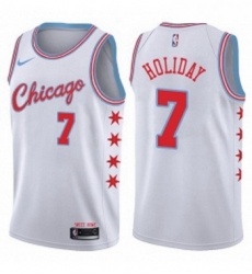 Womens Nike Chicago Bulls 7 Justin Holiday Swingman White NBA Jersey City Edition 