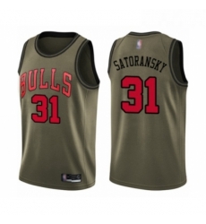 Youth Chicago Bulls 31 Tomas Satoransky Swingman Green Salute to Service Basketball Jersey 