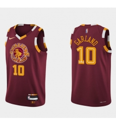 Men Cleveland Cavaliers 10 Darius Garland Wine Red 2021 2022 75th Anniversary City Edition Swingman Stitched Jersey