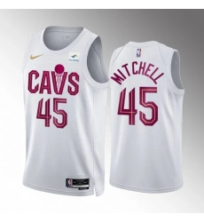 Men Cleveland Cavaliers 45 Donovan Mitchell White Stitched Jersey