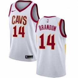 Mens Nike Cleveland Cavaliers 14 Terrell Brandon Authentic White Home NBA Jersey Association Edition 