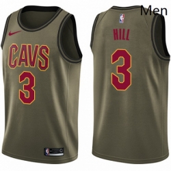 Mens Nike Cleveland Cavaliers 3 George Hill Swingman Green Salute to Service NBA Jersey 