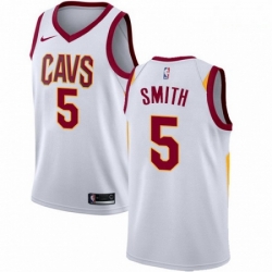 Mens Nike Cleveland Cavaliers 5 JR Smith Swingman White Home NBA Jersey Association Edition