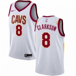 Mens Nike Cleveland Cavaliers 8 Jordan Clarkson Authentic White NBA Jersey Association Edition 