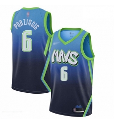 Mavericks 6 Kristaps Porzingis Blue Basketball Swingman City Edition 2019 20 Jersey