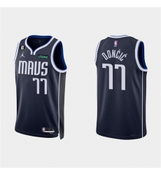 Men Dallas Mavericks 77 Luka Doncic Navy Statement Edition With NO 6 Patch Stitched Basketball Jerseys