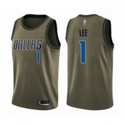 Mens Dallas Mavericks 1 Courtney Lee Swingman Green Salute to Service Basketball Jersey 