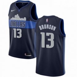 Mens Nike Dallas Mavericks 13 Jalen Brunson Swingman Navy Blue NBA Jersey Statement Edition 