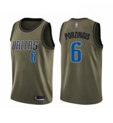 Youth Dallas Mavericks 6 Kristaps Porzingis Swingman Green Salute to Service Basketball Jersey 