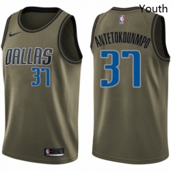 Youth Nike Dallas Mavericks 37 Kostas Antetokounmpo Swingman Green Salute to Service NBA Jersey 