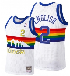 Men Denver Nuggets 2 Alex English 1987 88 White Mitchell Ness Swingman Stitched Basketball Jersey