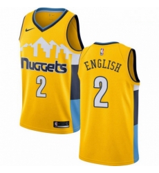 Mens Nike Denver Nuggets 2 Alex English Authentic Gold Alternate NBA Jersey Statement Edition