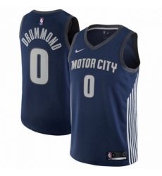 Mens Nike Detroit Pistons 0 Andre Drummond Swingman Navy Blue NBA Jersey City Edition