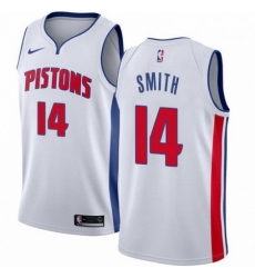 Mens Nike Detroit Pistons 14 Ish Smith Swingman White Home NBA Jersey Association Edition