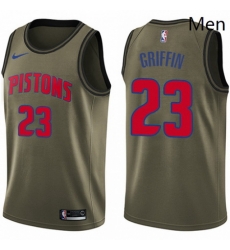 Mens Nike Detroit Pistons 23 Blake Griffin Swingman Green Salute to Service NBA Jersey 