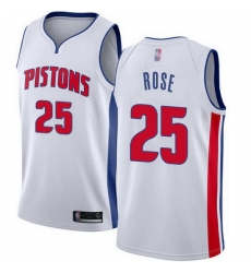 Pistons  25 Derrick Rose White Basketball Swingman Association Edition Jersey