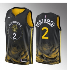 Men Golden State Warriors 2 Brandin Podziemski Black 2023 Draft City Edition Swingman Stitched Basketball Jersey