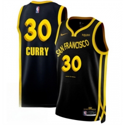 Men Golden State Warriors 30 Stephen Curry Black 2023 24 City Edition Stitched Basketball Jersey