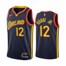 Men Nike Golden State Warriors 12 Kelly Oubre Jr Navy NBA Swingman 2020 21 City Edition Jersey